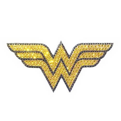 Wonder Woman Logo Yellow and Black Crystal Studded Large Decal